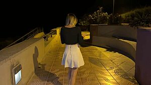 Blonde Walks Seaside Without Panties, Stranger Notices Her Big Tits