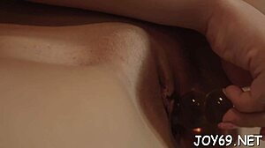 teen stuffs snatch with dildos and fingers solo