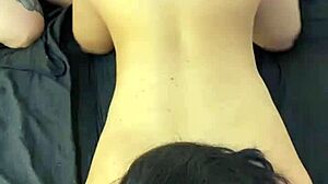 brunette with big natural tits engages in bisexual group party with dirty talk and lesbian action