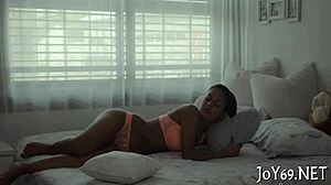 Hey, this teen solo beauty is fingering her wet pussy with dildo in hot masturbation play 😏