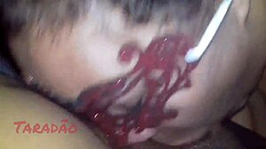 bbw submissive worships ass in humiliation lingerie, old saggy tits cuckold