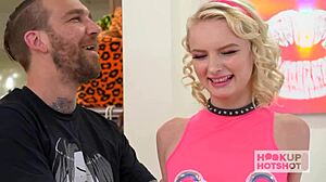 Shy blonde alice pink's ass gets pounded hard.