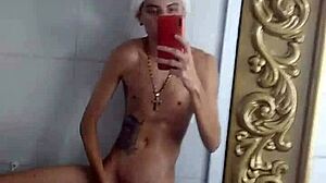 Brazilian Tattoo Fan Jacks Off Before Christmas Dinner in Bold Action