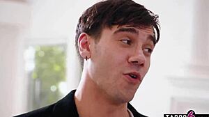 young guy enjoys group fun with five blonde milfs