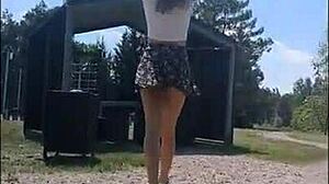 My Girlfriend Loves Showing Her Pussy In Public Under Skirt For Orgasm!