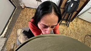 Step mom sucks step son construction worker cum in mouth