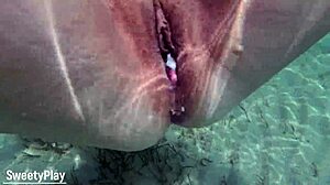 Mature pussy getting creampie underwater!