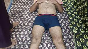 Naked south indian couple engages in hardcore homemade fucking, ending with creampie on big pussy