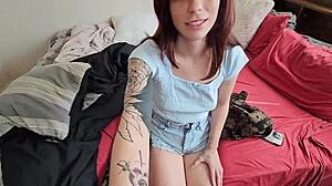 Petite red head Renee Rose in doggystyle