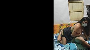 Mi hermanastra climbs on my chest, pulls off her panties, sucks my penis while I lick her vagina until she reaches intense orgasms.