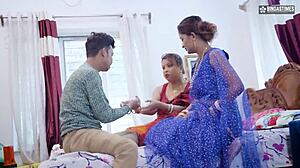 desi husband shows how to please two wives in threesome