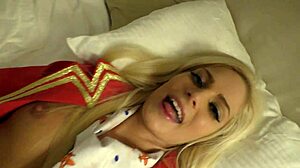 air hostess candee licious shows pretty narrow ass on bed.