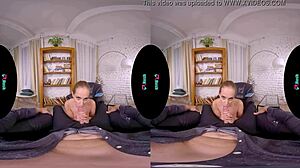 Vrhush Kinuski passionately gives blowjob and rides in stockings.