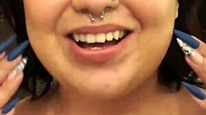 dessa enjoys a quick oral session backstage with a facial.