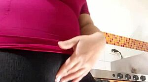 Colombian Latina Tia Puta Fantasizes Huge Cameltoe Masturbation In Leggings For Stepson