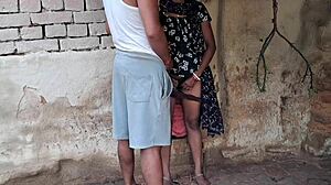 in the small hut, husband fucks his wife passionately.