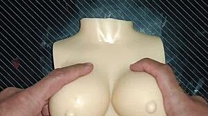 dolly begs for double penetration on the desk, and i creampie her tits