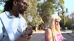 Big black guy emotionally overwhelms stranded white teen with his monster cock.