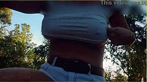 Amazing Milf Flashing Big Tits on Public Bike Ride
