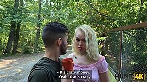 hunt4k blonde made her boyfriend cuckold and enjoyed the amateur outdoor fuck in forest
