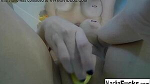 Sexy Nadia Bathes with Rubber Duckies While Masturbating
