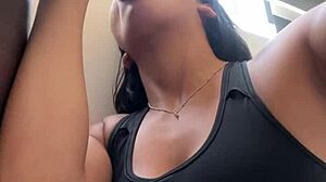 Latina Amateur Enjoys BBC Blowjob In Public.