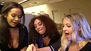 teddy tarantino gets triple bj by horny pj flight attendants kiki willow and emma, what a contrast