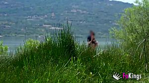 Our summer pickups continue: Elena de la Vega fucks guys outdoors!