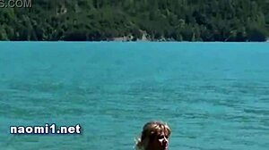 naomi swallows cum on beach after blowjob