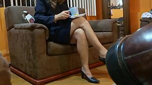 stepmother dresses goes to the party comes back excited and undresses with huge milf ass