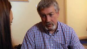 babe craves grandpa's cock in her tight pussy, then swallows