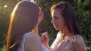 having a nasty fuck isn't how i'd describe this romantic lesbian scene outdoors