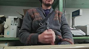 skinny girl masturbates pov while boss watches from room.