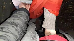 our autumn romantic sex in a hut - lesbian illusion girls with passionate pussy, cum, orgasm, brunette pov, masturbation