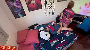 Brazilian teen takes big cock from behind live