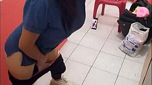 Milf Nurse Shows Ass in Hospital Corridor on Christmas Eve, Horny for Boyfriend.