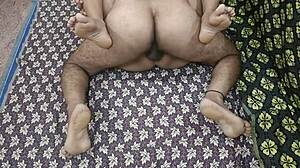 Naked south indian couple engages in hardcore homemade fucking, ending with creampie on big pussy