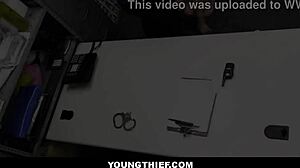 tiny brunette teen stepdaughter dani blu caught shoplifting, avoids jail by letting officer stepdad johnny palms fuck her