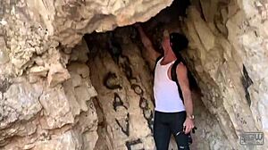 Outdoor Public Blowjob Happens In A Cave With Huge Cock