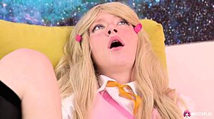 Solo Blonde Crystal White Plays With Glass Dildo