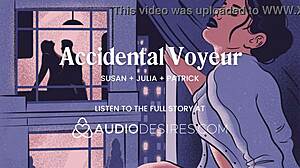 I finger fuck my wet pussy while watching neighbors fuck through the window in hotel voyeur roleplay