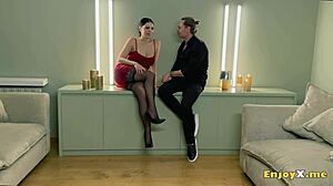 Horny Black-Haired Kira Queen Gets Huge Orgasm From Guy's Monster Cock In Lingerie