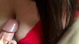 Teen couple enjoys titjob pov fun