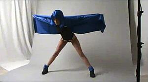 Amateur Cosplay Raven In Public Outdoor Costumes With Intense Action