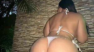 passionate hard sex with beautiful latina taking cum in mouth outdoors
