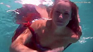 Redhead B Nikita Vodorezova Gets Naked Fast Underwater In Public Pool And Beach