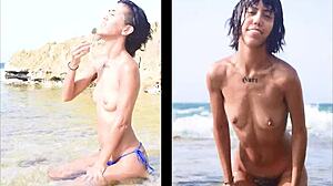 Young Girl Teases By Stripping On Public Beach