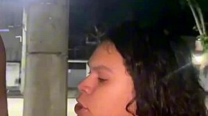 Fun street game where he enjoys oral play with a crossdressing Brazilian trans.