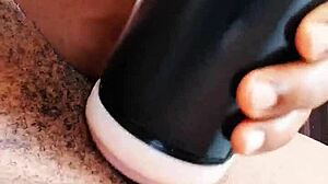 Masturbating with new toy in public, surrounded by asian, french, british roommates