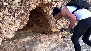 Outdoor Public Blowjob Happens In A Cave With Huge Cock